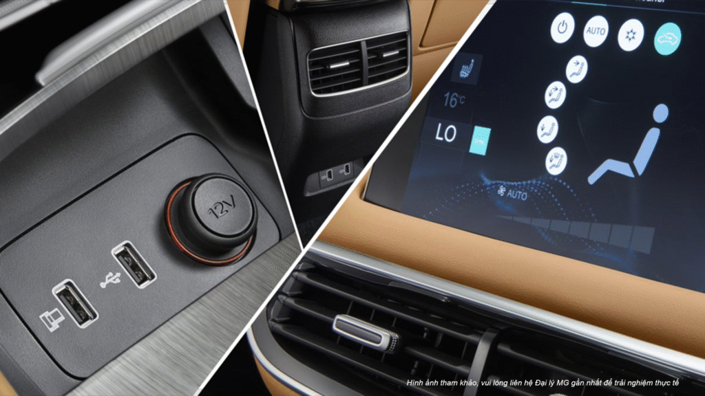 Điều hòa điều khiển độc lập hàng ghế sau tích hợp cổng sạc trên MG ZS